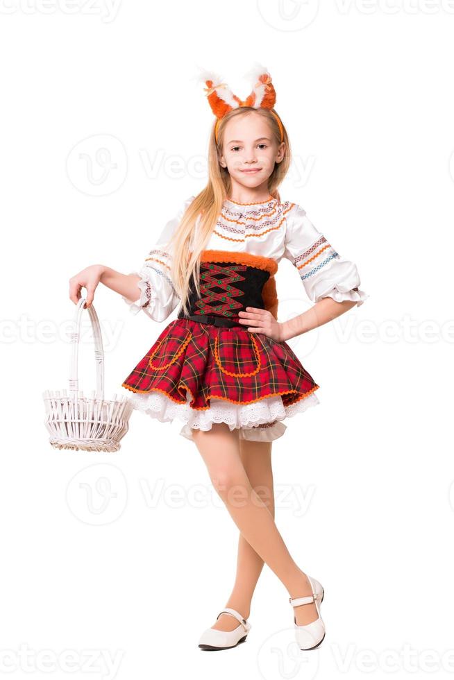 Pretty girl in squirrel dress photo