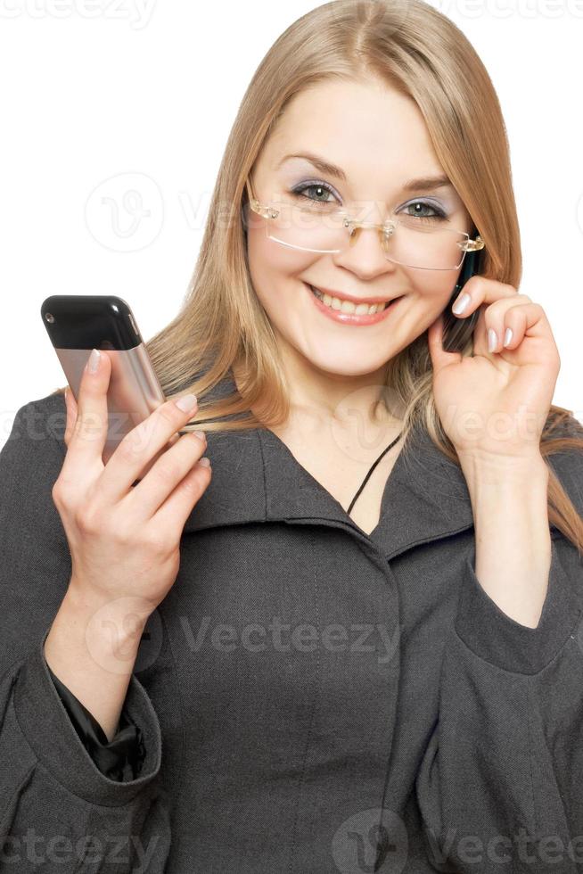 Close-up portrait of cheerful blonde photo