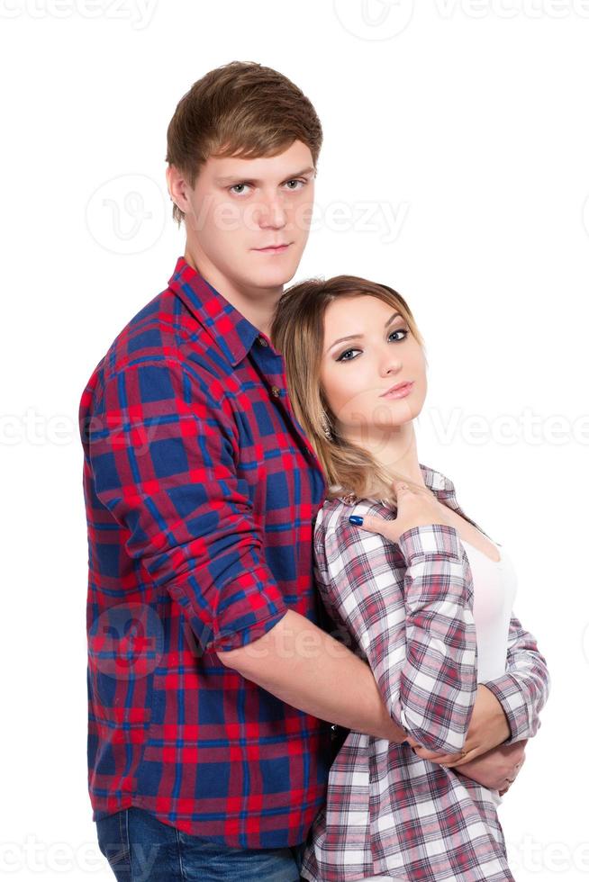 Portrait of handsome man and pretty blonde photo