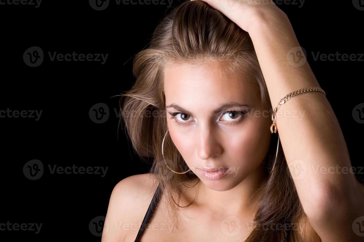 portrait of the young beauty woman. Isolated on black 1 photo