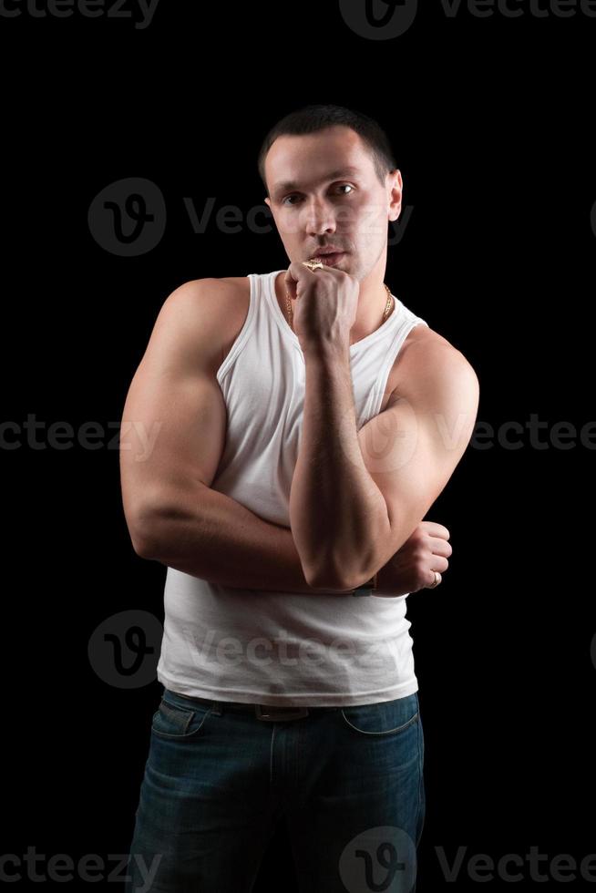 Portrait of a pensive man. Isolated photo