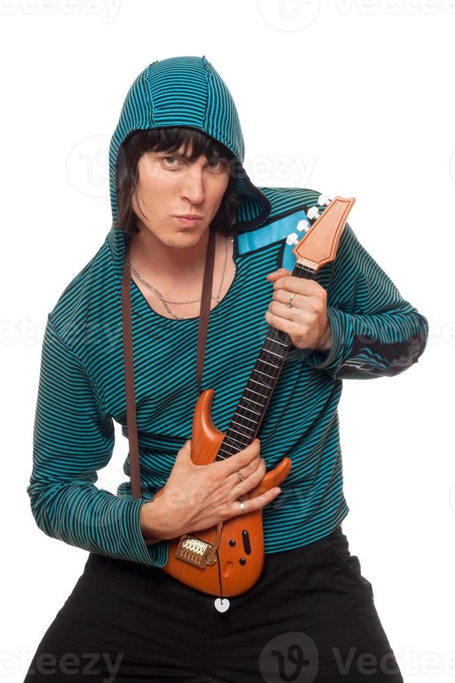 Young man playing guitar photo