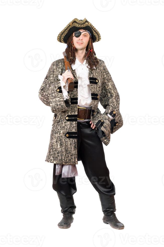 Man dressed as pirate. Isolated photo