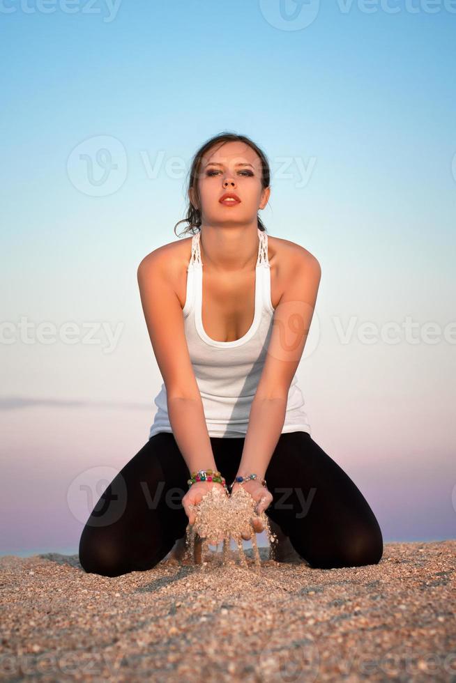 Young woman in white t-shirt photo