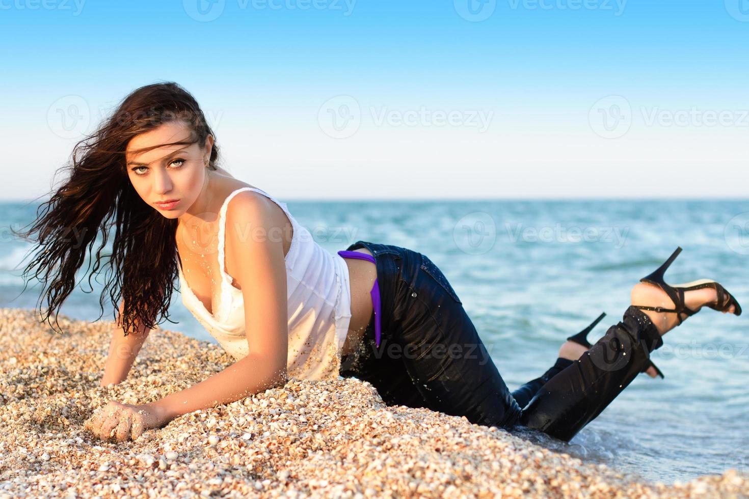 Woman in wet clothes 18942337 Stock Photo at Vecteezy