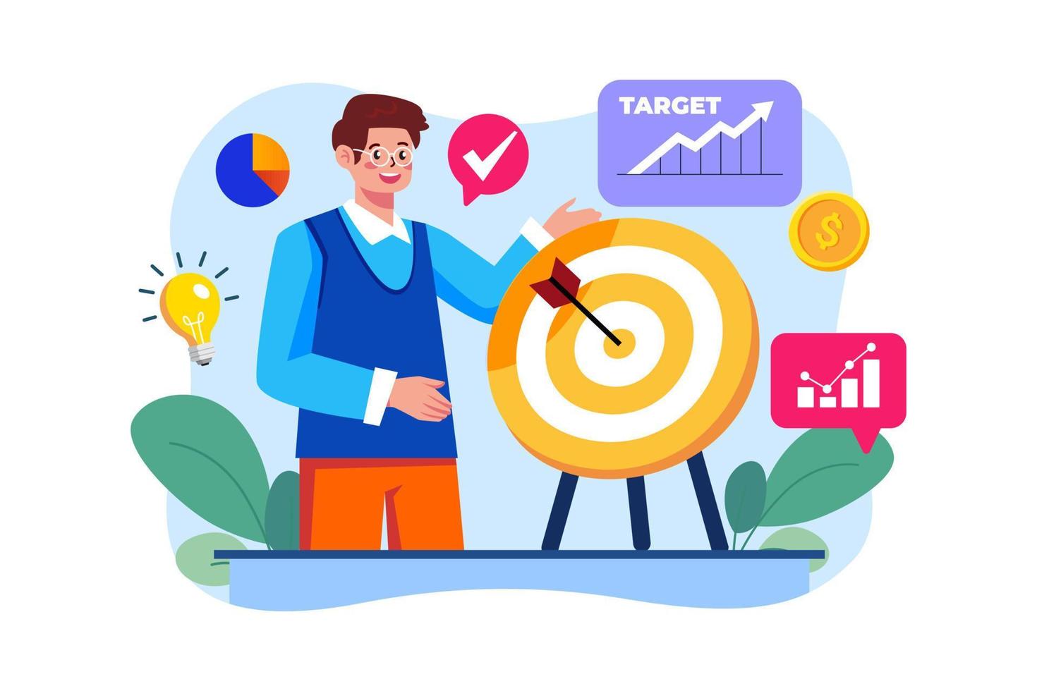 Man working on the business goal vector