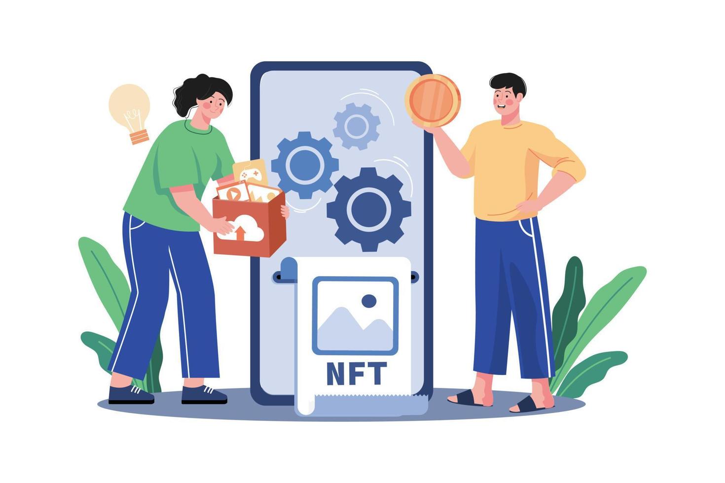 NFT Minting Process Illustration concept on white background vector