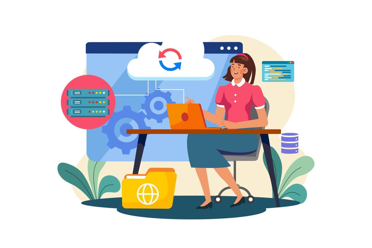 Server Maintenance Illustration concept. A flat illustration isolated on white background vector