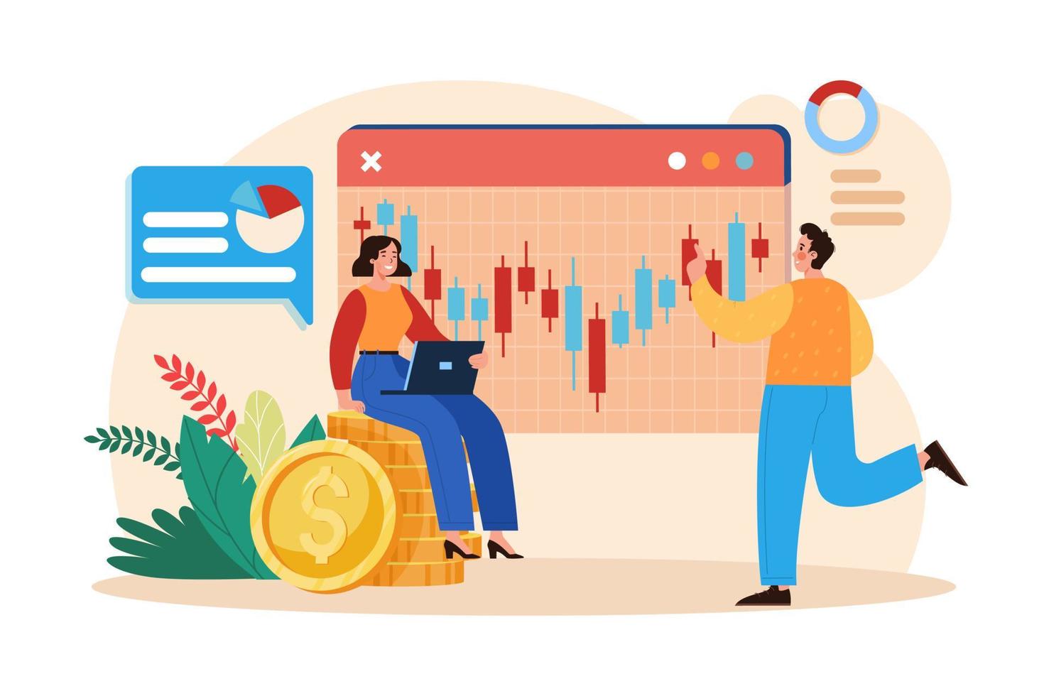 Stock Market Exchange Illustration concept on white background vector
