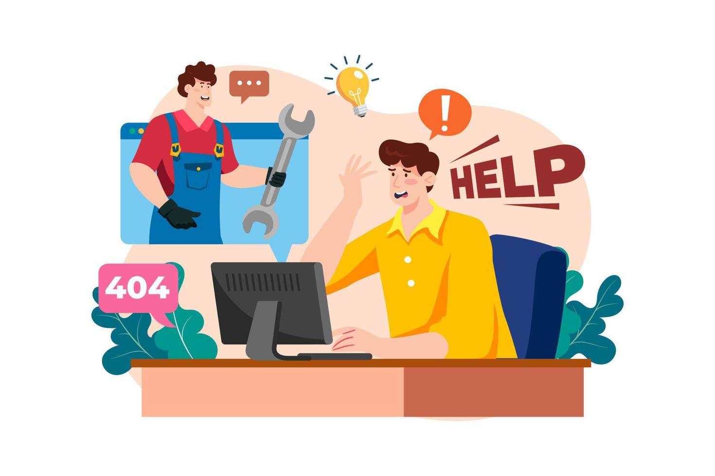 Website Technical Support Online Service. vector