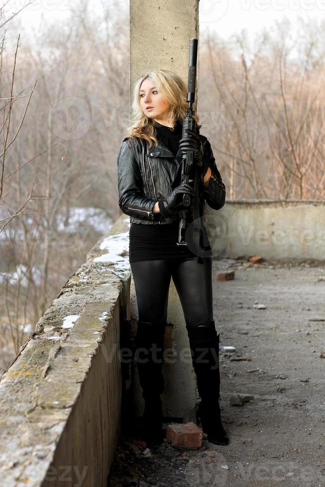 Sexy young woman in danger photo