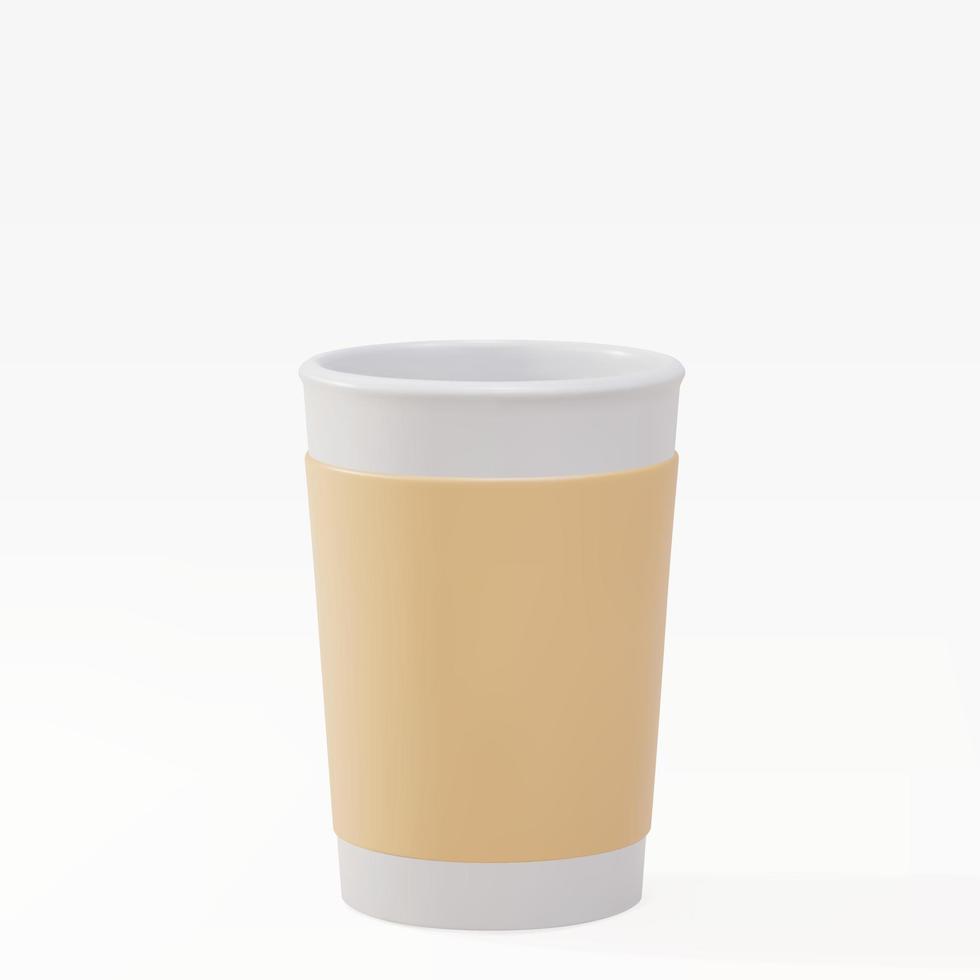3d paper open cup. Vector illustration.