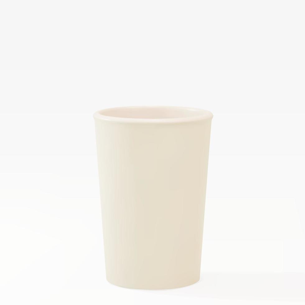 3d paper open cup on a white background. Vector illustration.