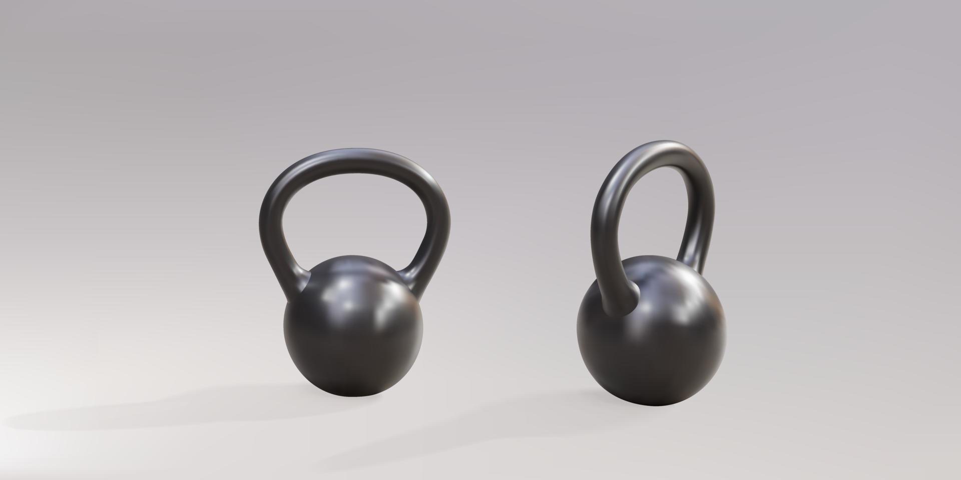 3d two realistic black heavy weights isolated on grey background. Vector illustration.