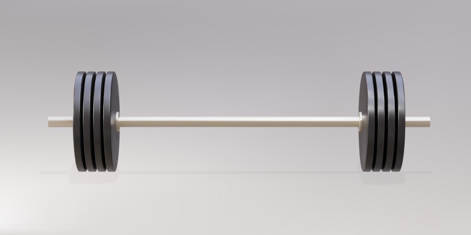 3d realistic barbell isolated on gray background. Vector illustration.