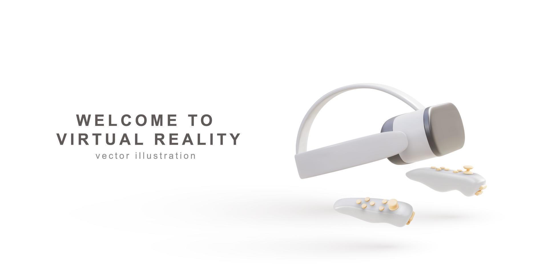 3d realistic Virtual reality glasses and gaming controller. Modern technological devices. game element. Vector illustration.