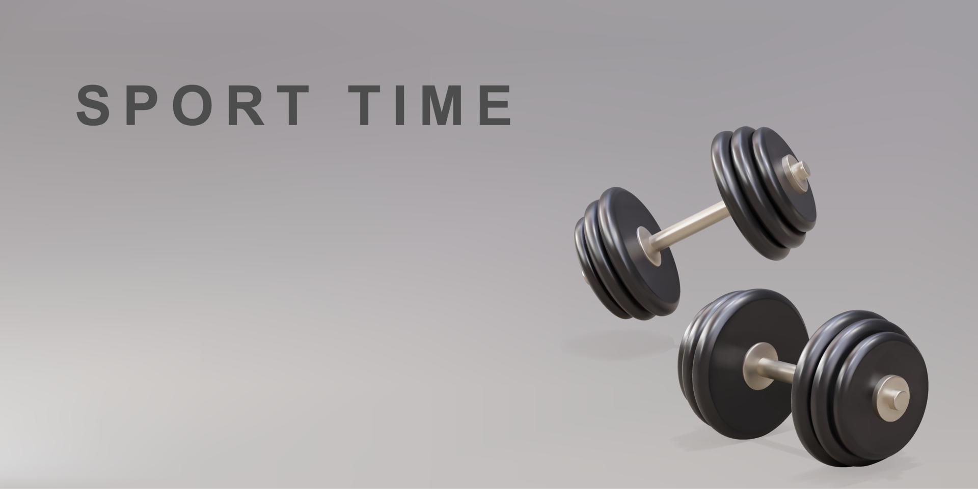 3d two dumbbells isolated on gray background. Vector illustration.
