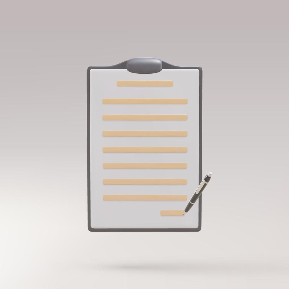 3d realistic documents and pens icon. Vector illustration.
