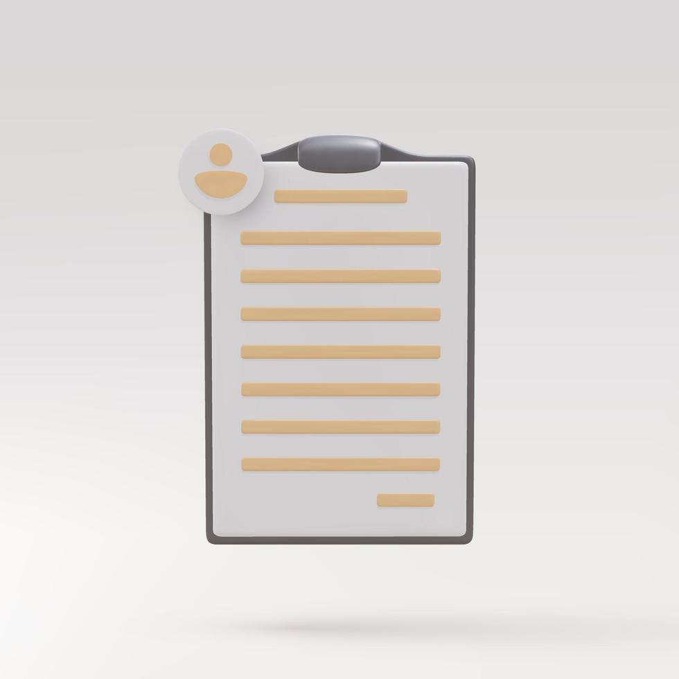 3d render documents personal data. Vector illustration.