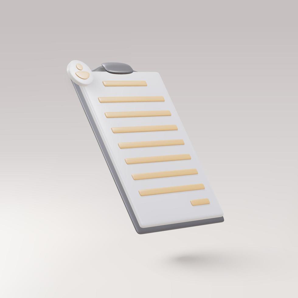 3d realistic render documents personal data. Vector illustration.