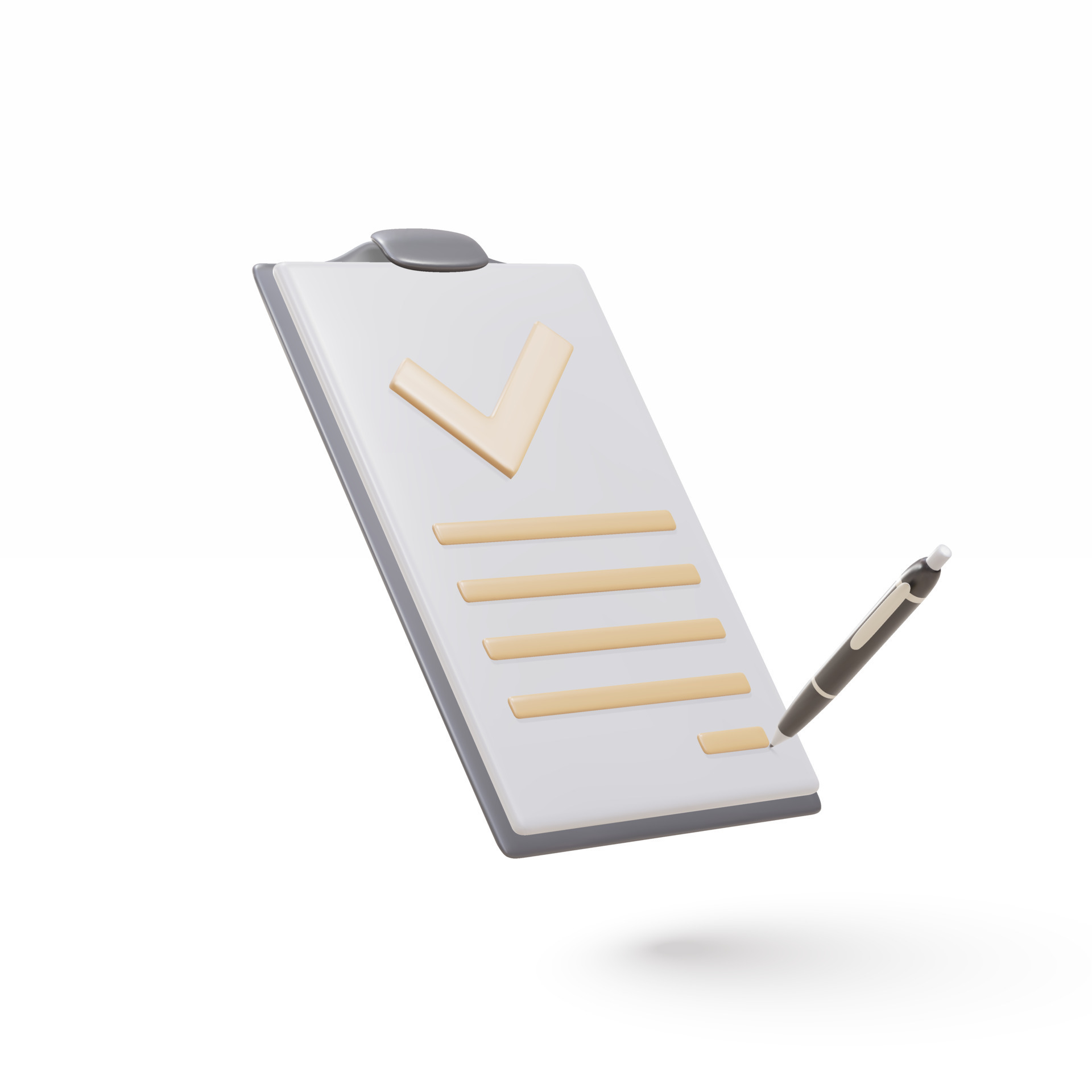 3d realistic Documents and pens icon. Stack of paper sheets. A
