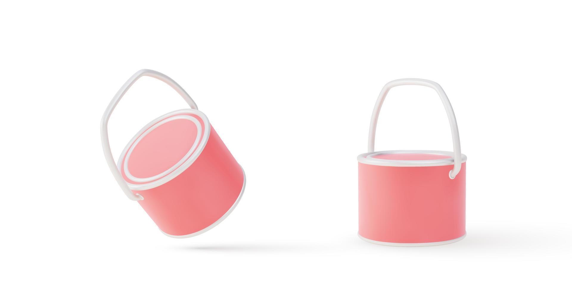 3d realistic two bucket paint. Vector illustration.