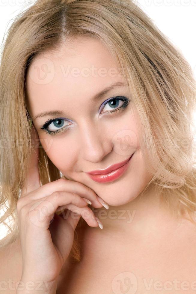 beautiful smiling blond woman photo