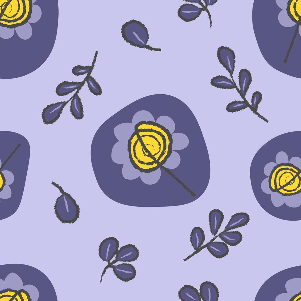 Hand-drawn doodle flower and shape vector seamless pattern. Suitable for fashion, wrapping paper, or background design.