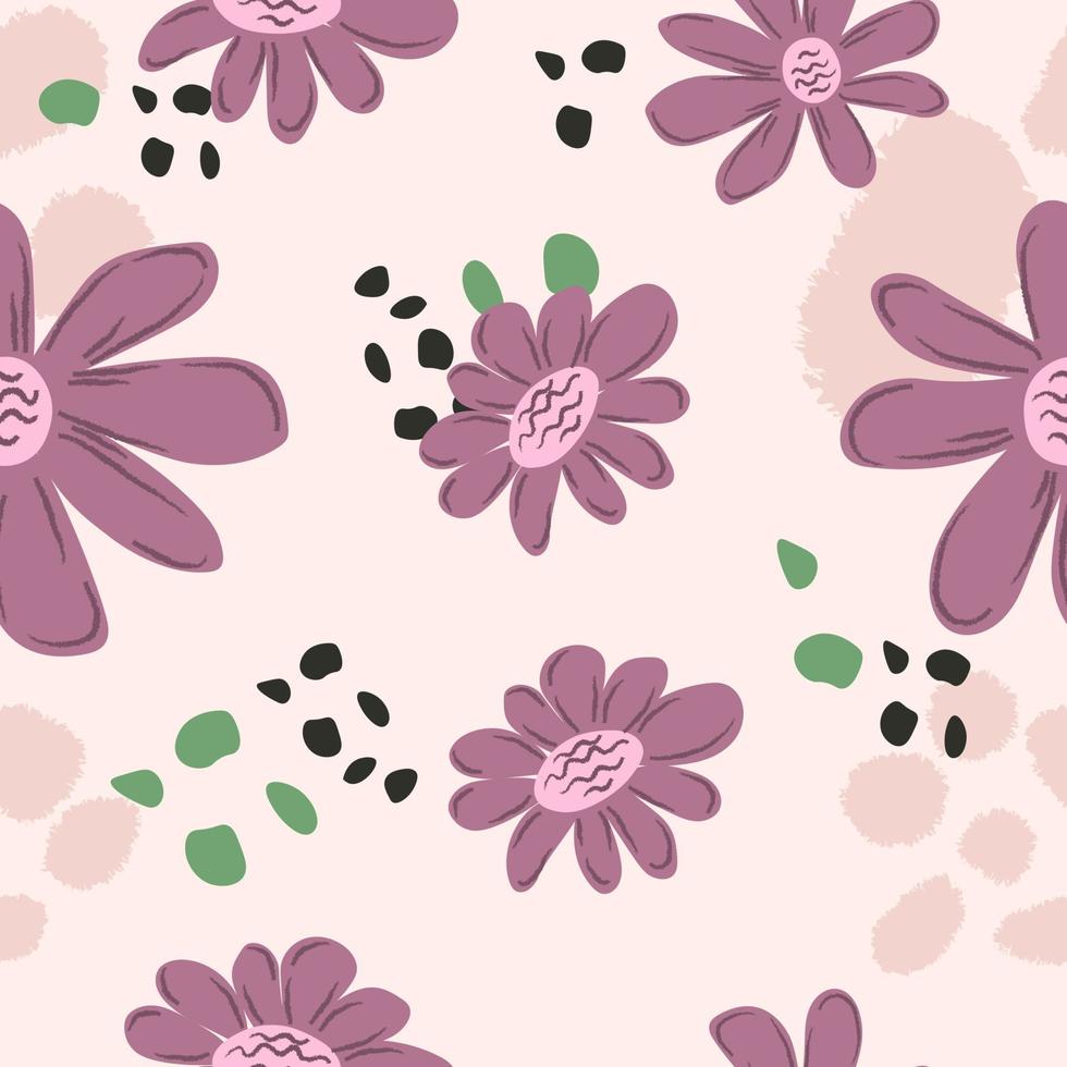 Floral seamless pattern with chamomile and abstract ornament. Suitable for fashion, wrapping paper, or background design vector