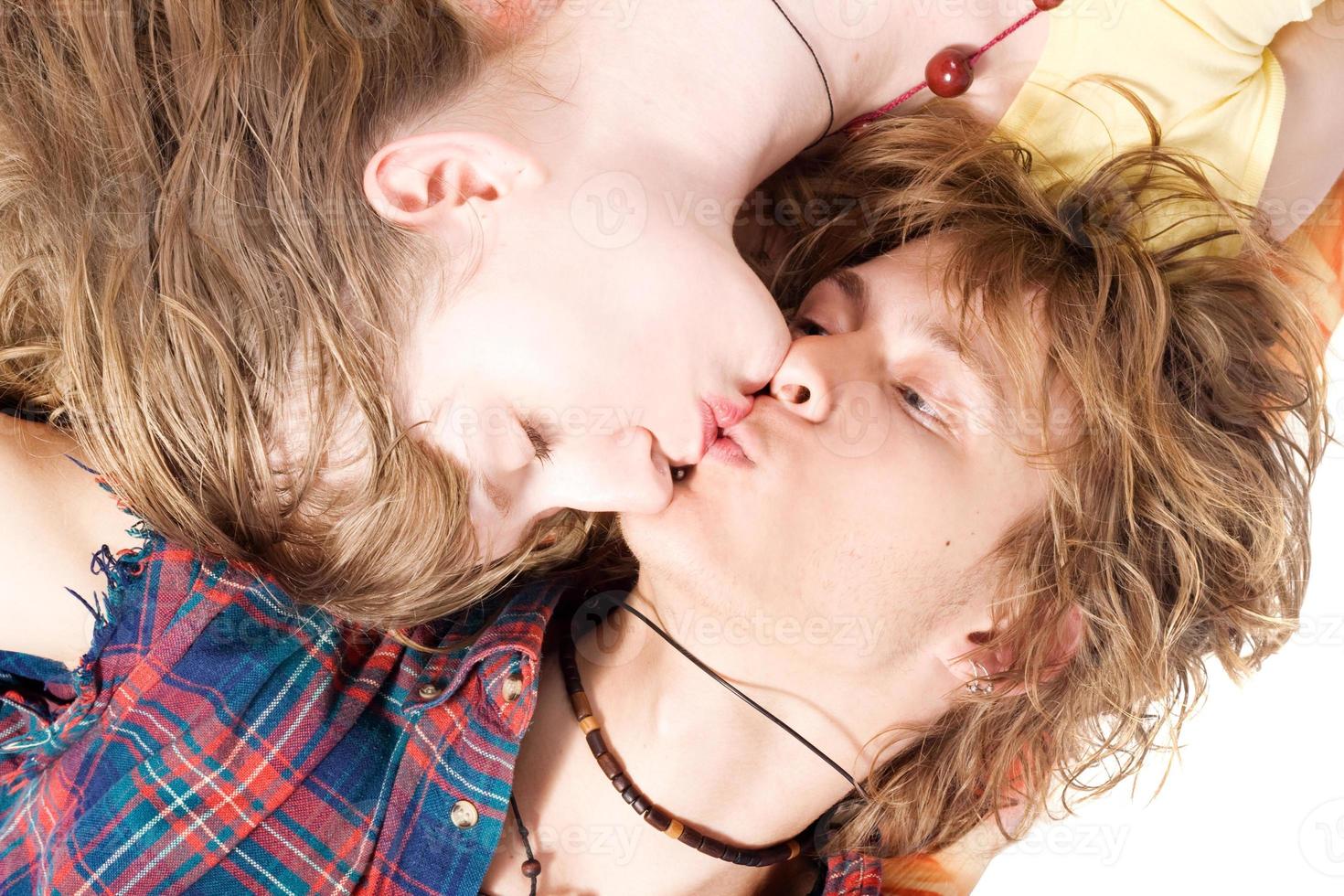 Portrait of kissing young beauty couple 5 photo