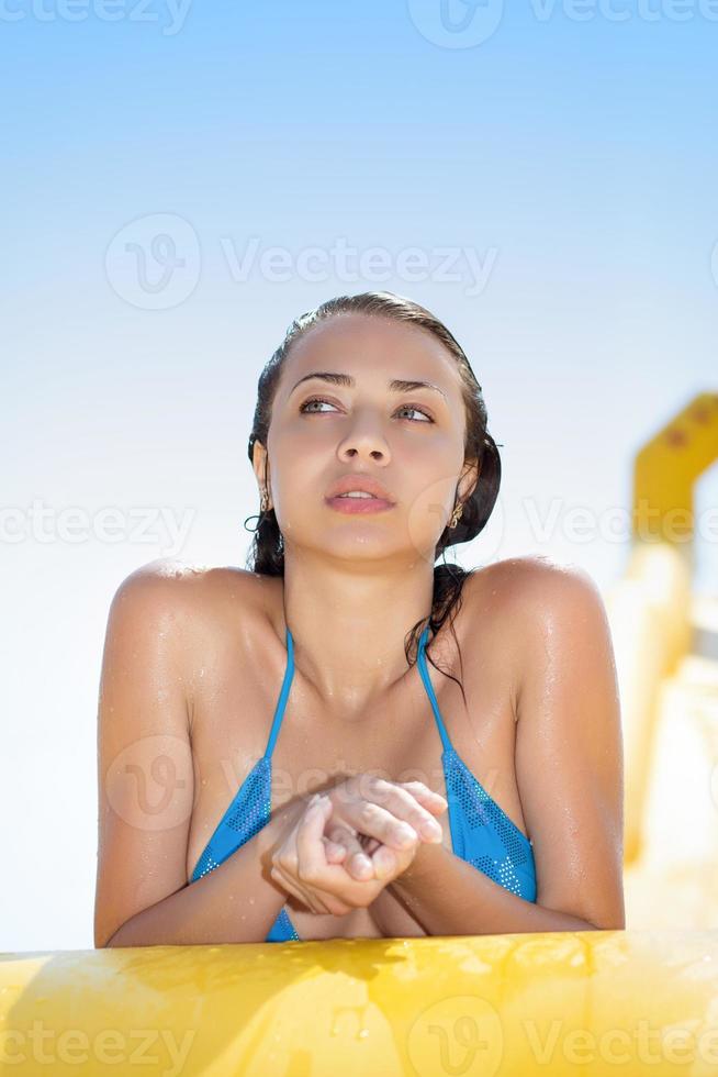 Pretty pensive brunette photo