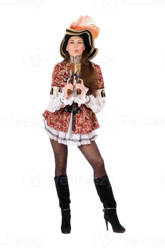 Beautiful young woman with guns photo