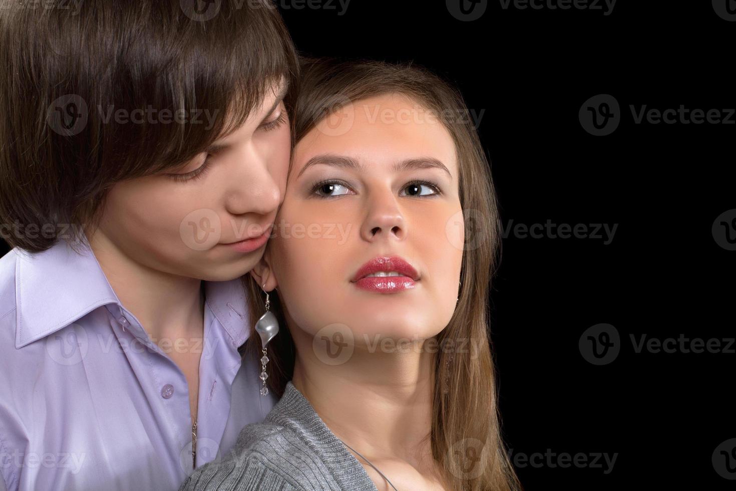 Closeup portrait of a young couple photo