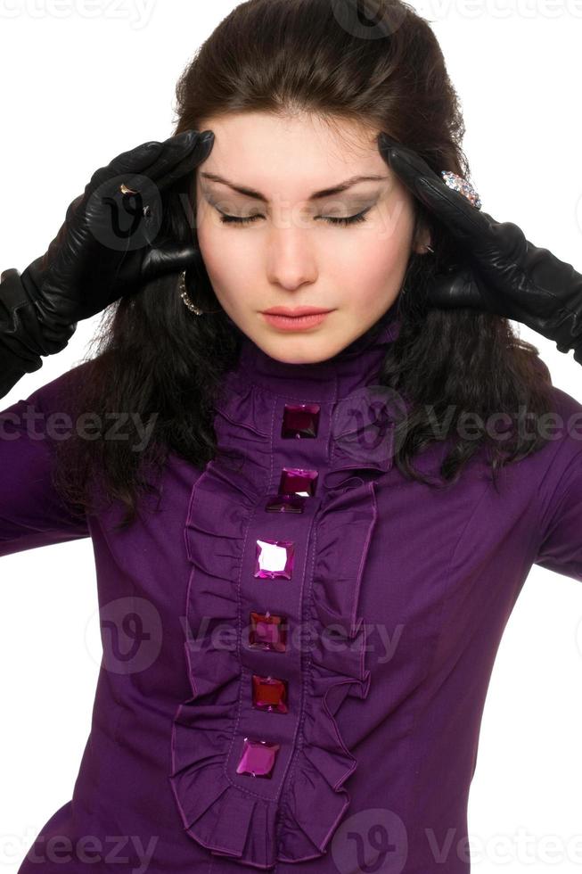 Portrait of tired young woman photo