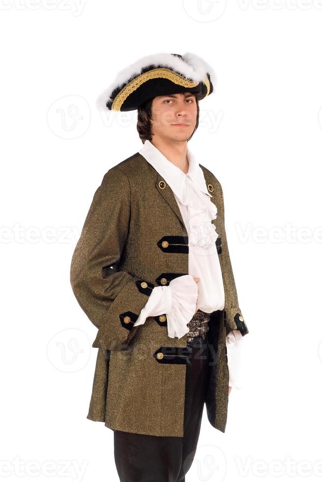 Portrait of young man in a historical costume photo