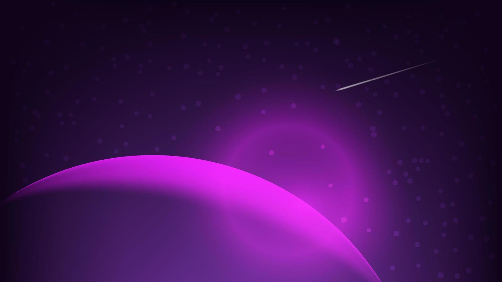purple planet in galaxy with starry space and comet vector