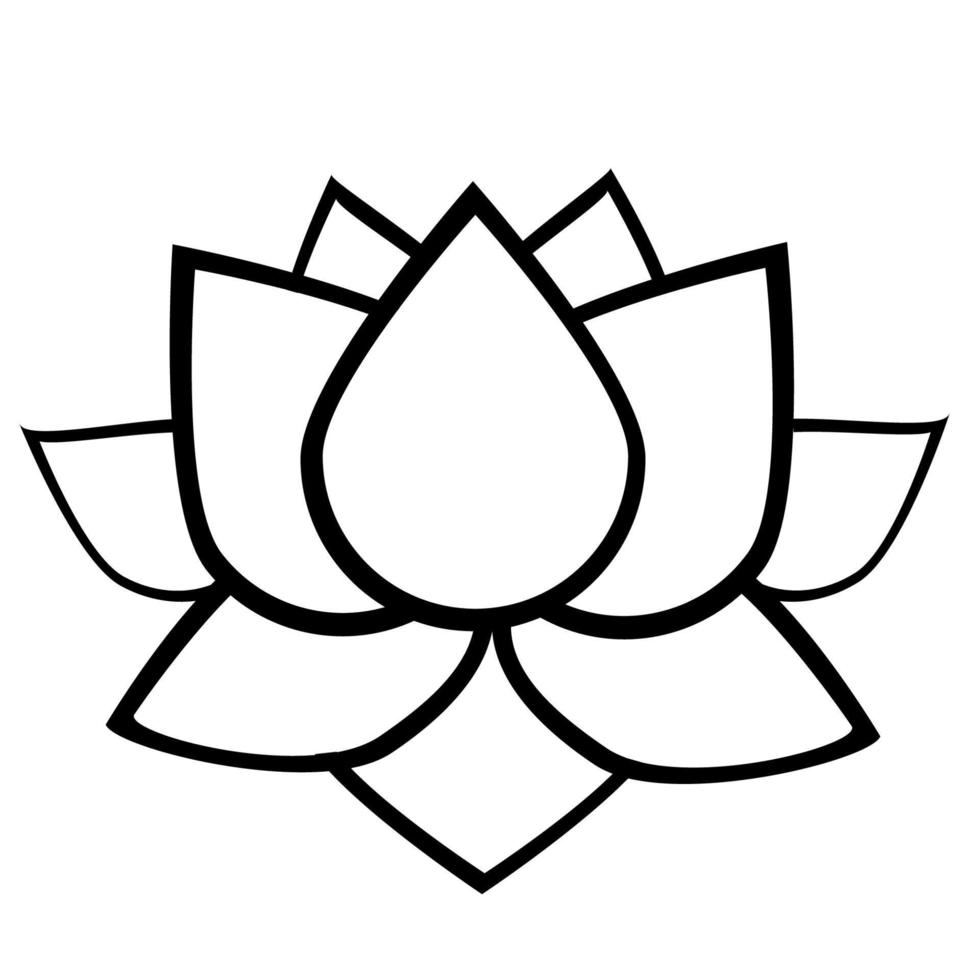 Lotus geometric pattern, symmetrical logo in outline style vector