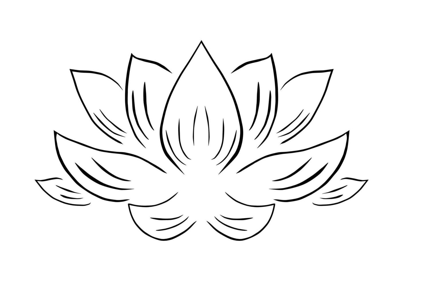 Hand drawn lotus flower, ink stroke logo. Minimalistic tattoo style lotus sign vector