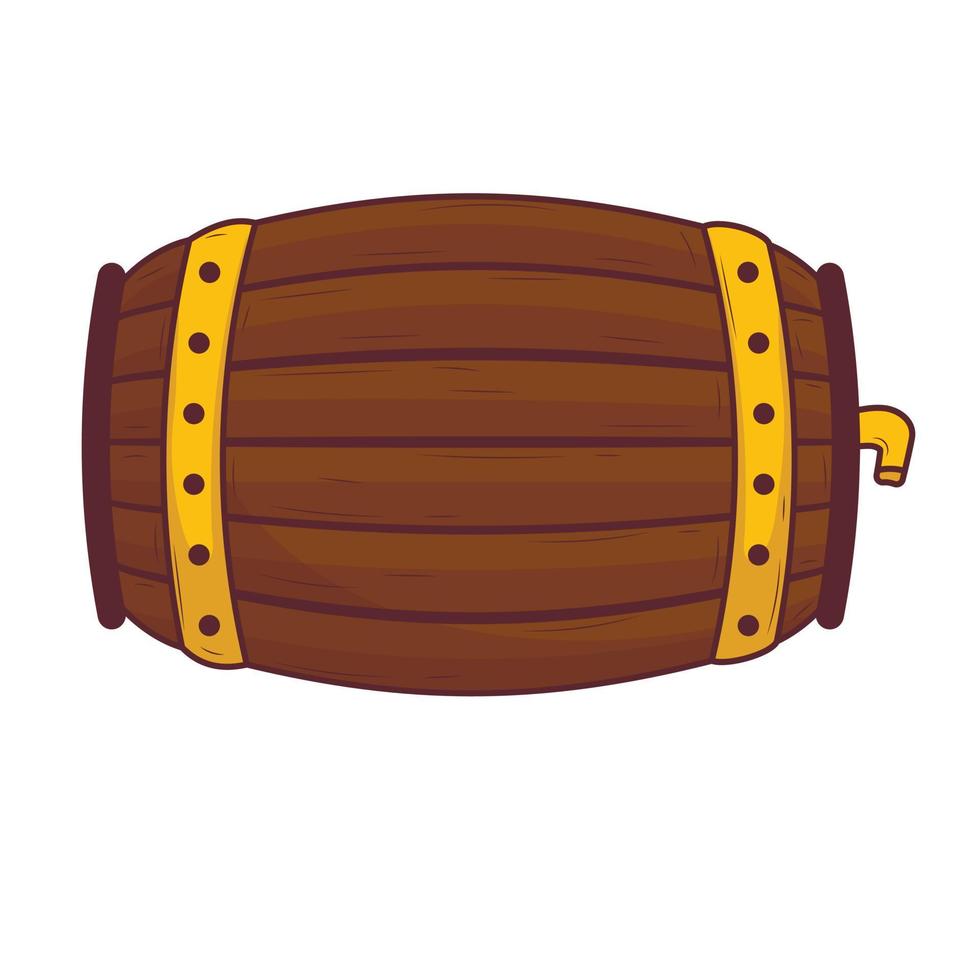 Alcohol barrel, beverage container, wooden barrel for wine, rum, beer or gunpowder vector