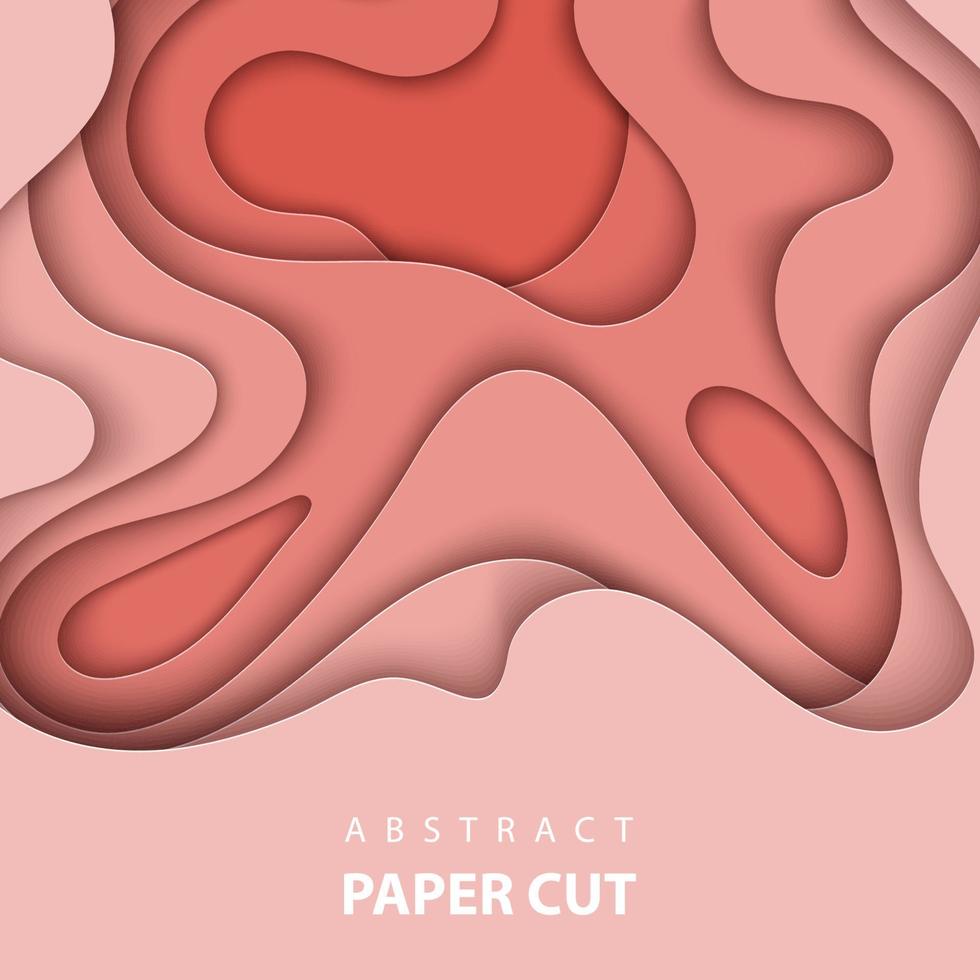 Vector background with pastel coral trend color paper cut shapes. 3D abstract paper art style, design layout for business presentations, flyers, posters, prints, decoration, cards, brochure cover.