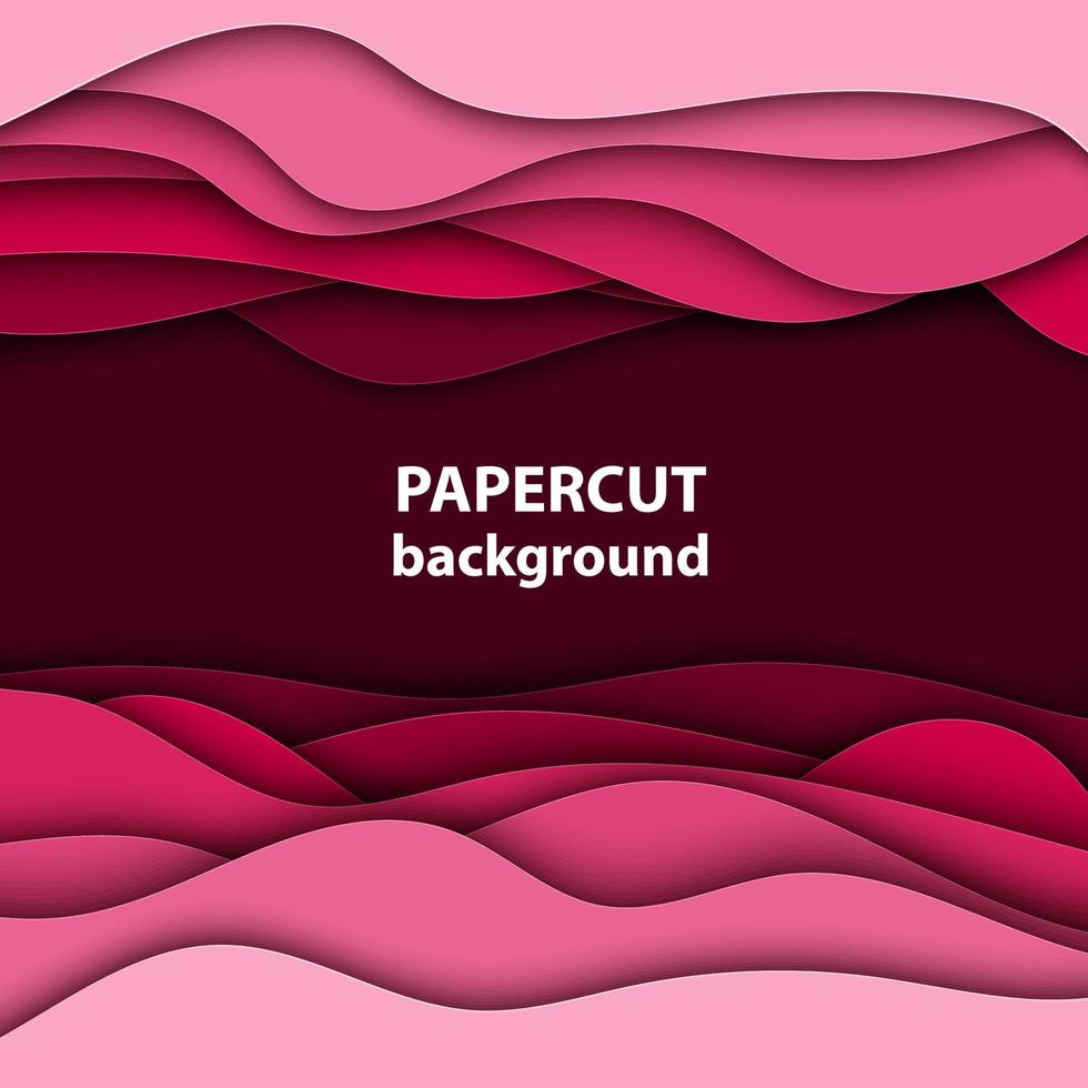 fondo vectorial con formas de corte de papel de colores rosa magenta. estilo de arte de papel abstracto 3d, diseño de diseño para presentaciones de negocios, volantes, carteles, impresiones, decoración, tarjetas, folleto vector