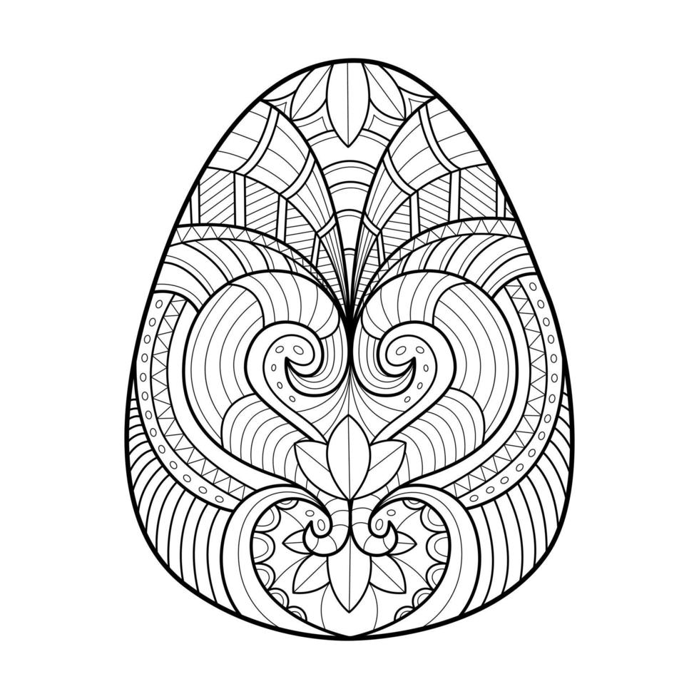 Easter egg coloring book for adults. Hand drawn abstract antistress coloring book. vector