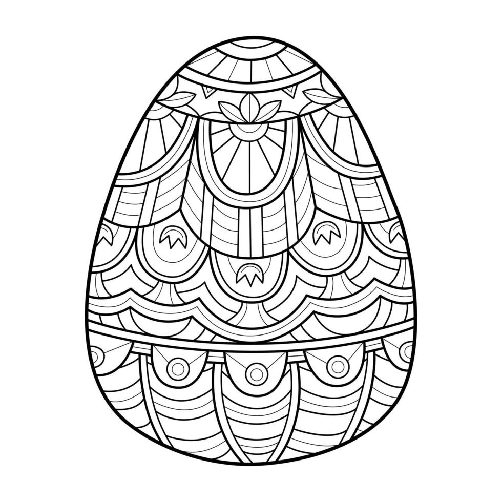 Easter egg coloring book for adults. Hand drawn abstract coloring page antistress. vector