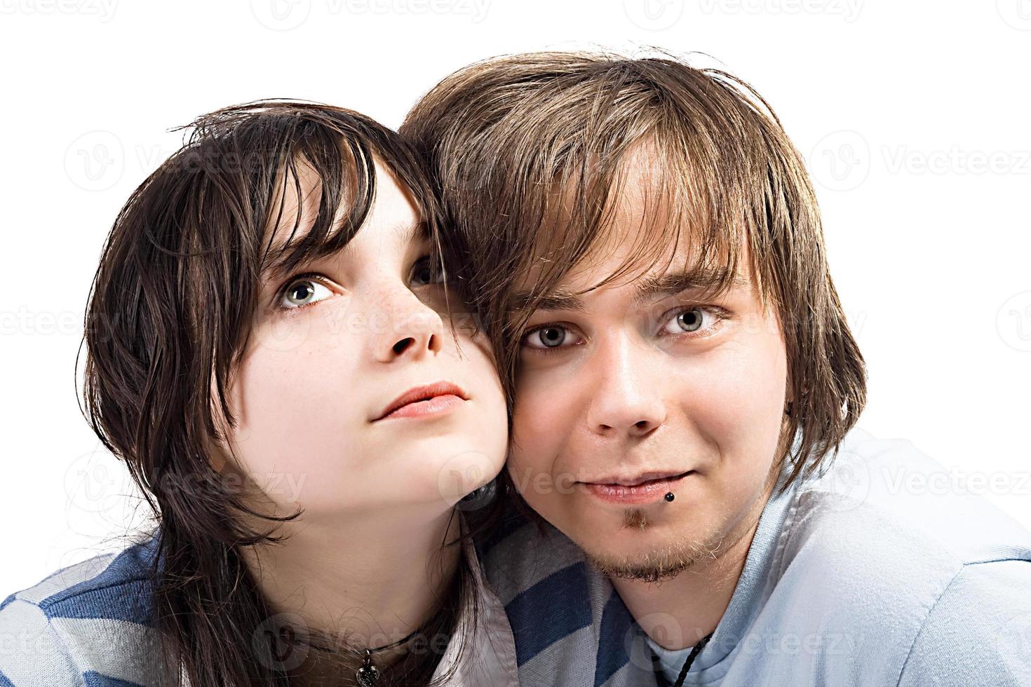 Portrait of the young beauty couple. Isolated photo