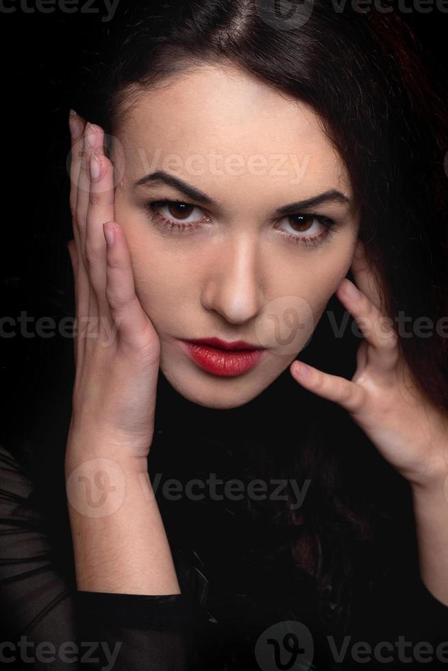 primer plano, retrato, de, apasionado, mujer joven foto