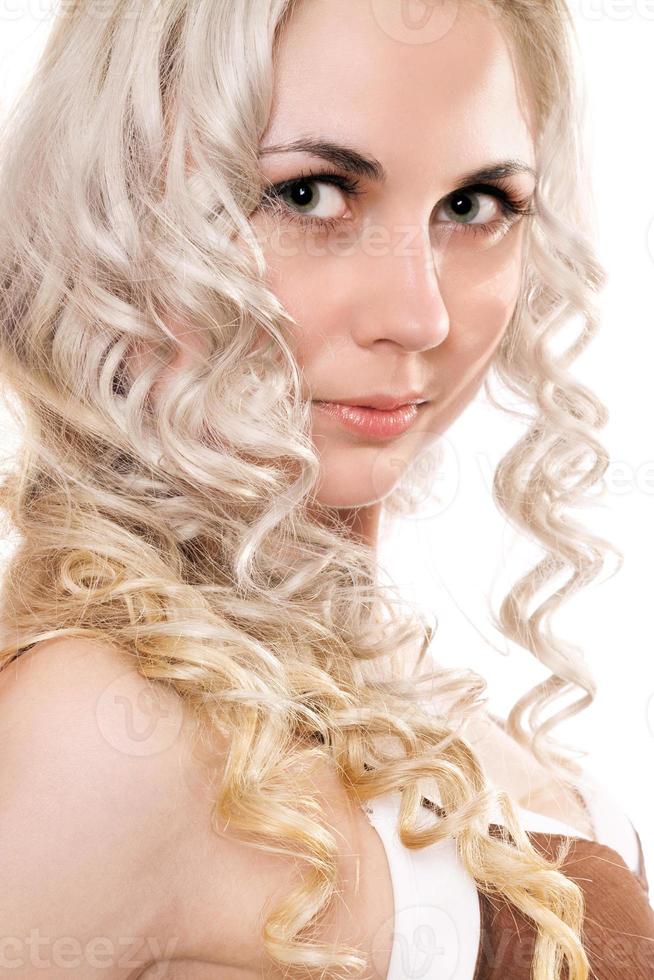 Closeup portrait of lovely young blonde photo