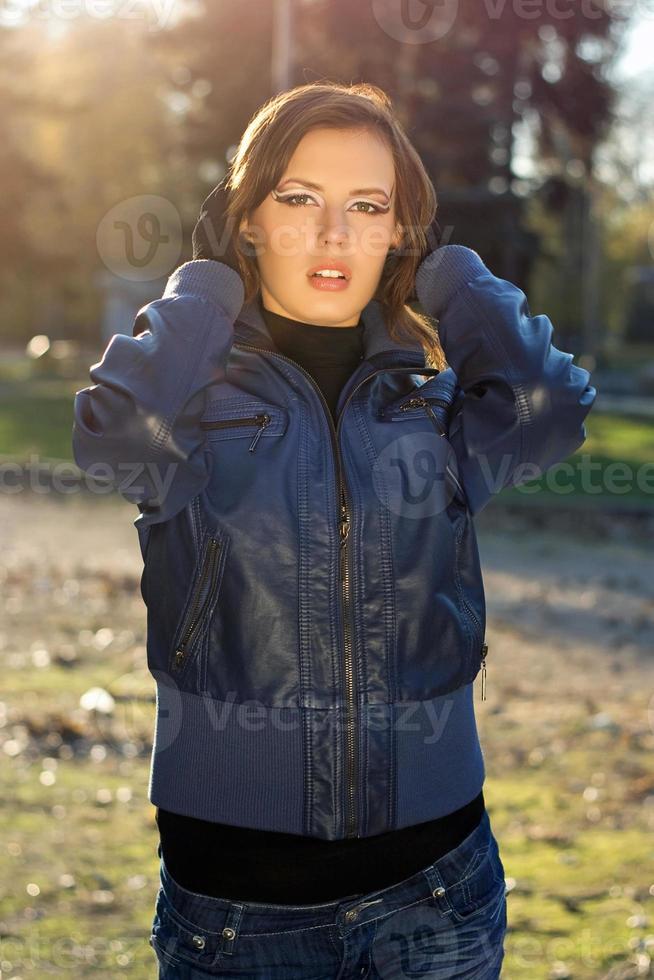 sensual girl in autumn park photo