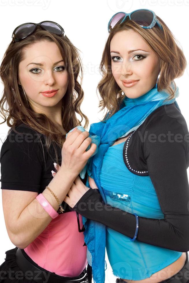 Portrait of two lovely women. Isolated photo