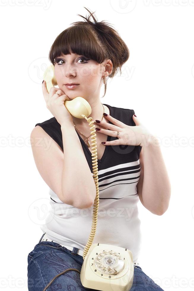 The mad housewife with phone. funny picture photo