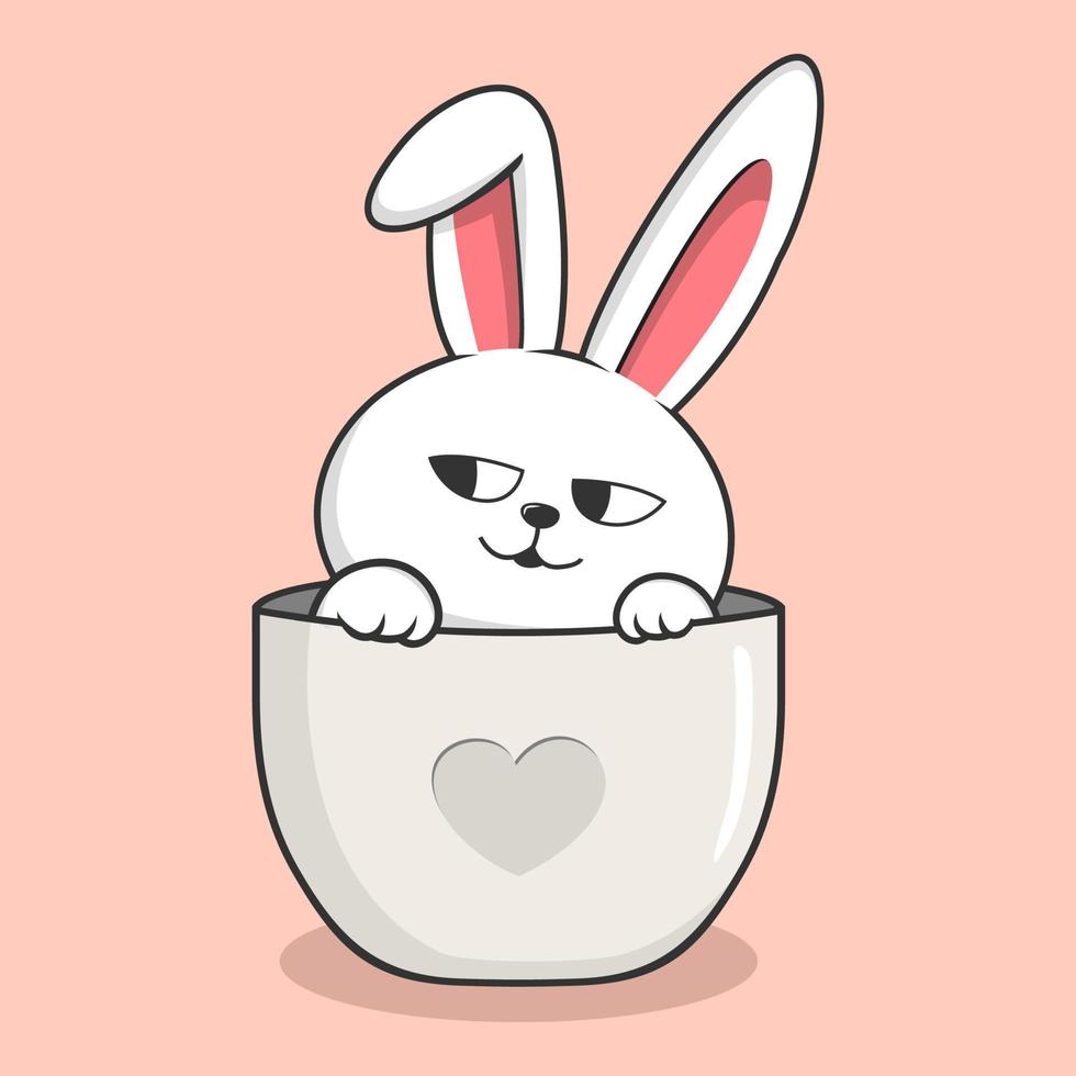 Bunny in Mug - Cute Rabbit in Cup vector